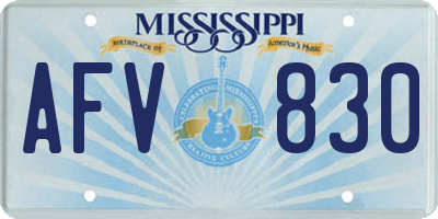 MS license plate AFV830