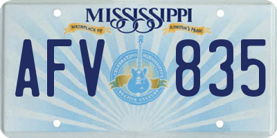 MS license plate AFV835
