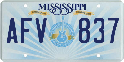 MS license plate AFV837