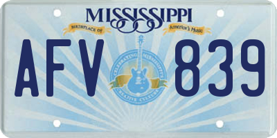MS license plate AFV839
