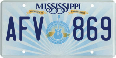 MS license plate AFV869
