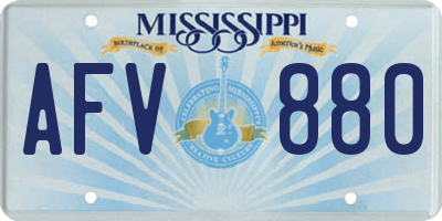 MS license plate AFV880