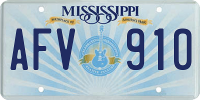 MS license plate AFV910