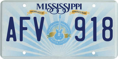 MS license plate AFV918