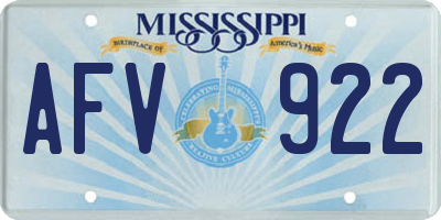 MS license plate AFV922