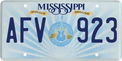 MS license plate AFV923