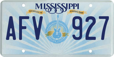 MS license plate AFV927