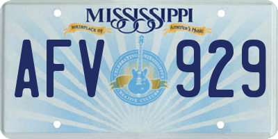 MS license plate AFV929