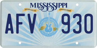 MS license plate AFV930