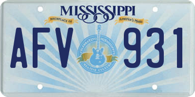 MS license plate AFV931