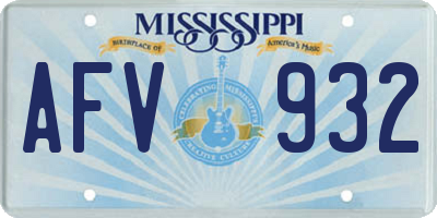 MS license plate AFV932