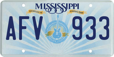 MS license plate AFV933