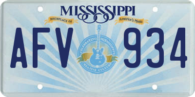 MS license plate AFV934