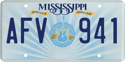 MS license plate AFV941