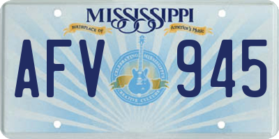 MS license plate AFV945