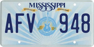 MS license plate AFV948
