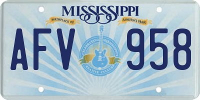 MS license plate AFV958