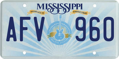 MS license plate AFV960