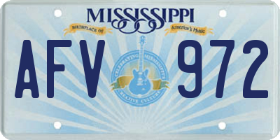 MS license plate AFV972
