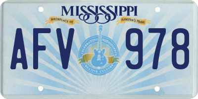 MS license plate AFV978
