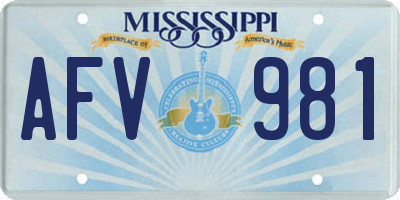 MS license plate AFV981