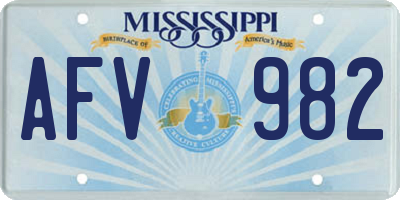 MS license plate AFV982
