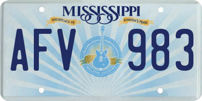 MS license plate AFV983