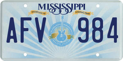 MS license plate AFV984