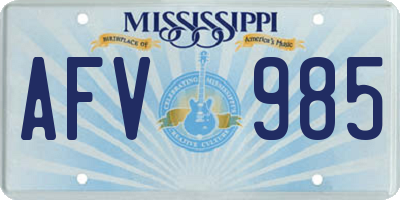 MS license plate AFV985