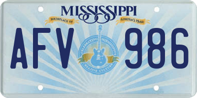 MS license plate AFV986