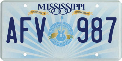 MS license plate AFV987
