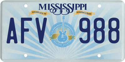 MS license plate AFV988
