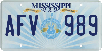 MS license plate AFV989