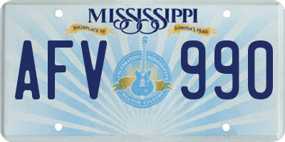 MS license plate AFV990