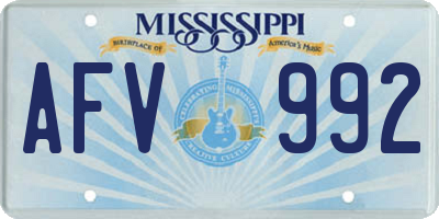 MS license plate AFV992