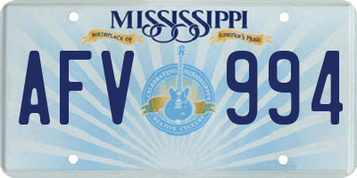 MS license plate AFV994