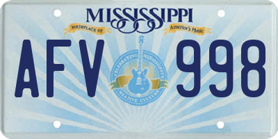 MS license plate AFV998