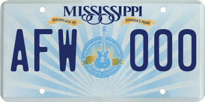 MS license plate AFW000