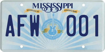 MS license plate AFW001