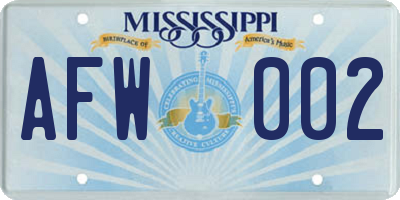 MS license plate AFW002