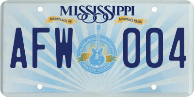 MS license plate AFW004
