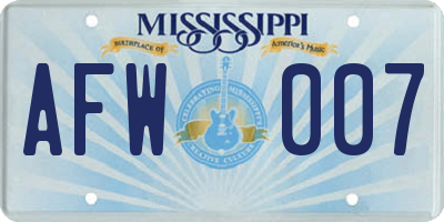 MS license plate AFW007