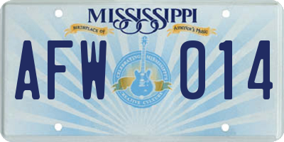 MS license plate AFW014
