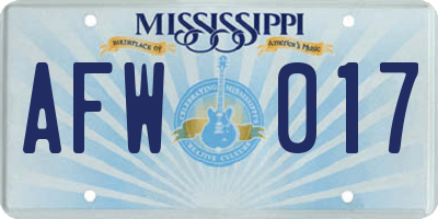 MS license plate AFW017