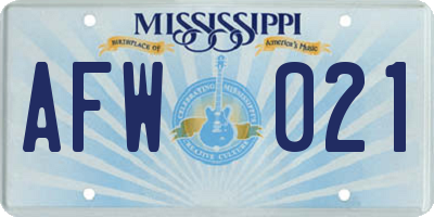MS license plate AFW021