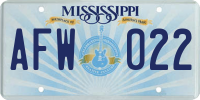 MS license plate AFW022