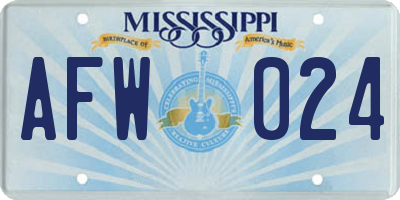 MS license plate AFW024