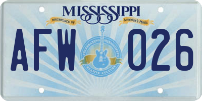 MS license plate AFW026
