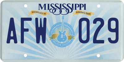 MS license plate AFW029