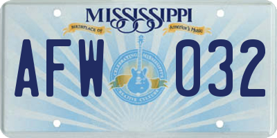 MS license plate AFW032